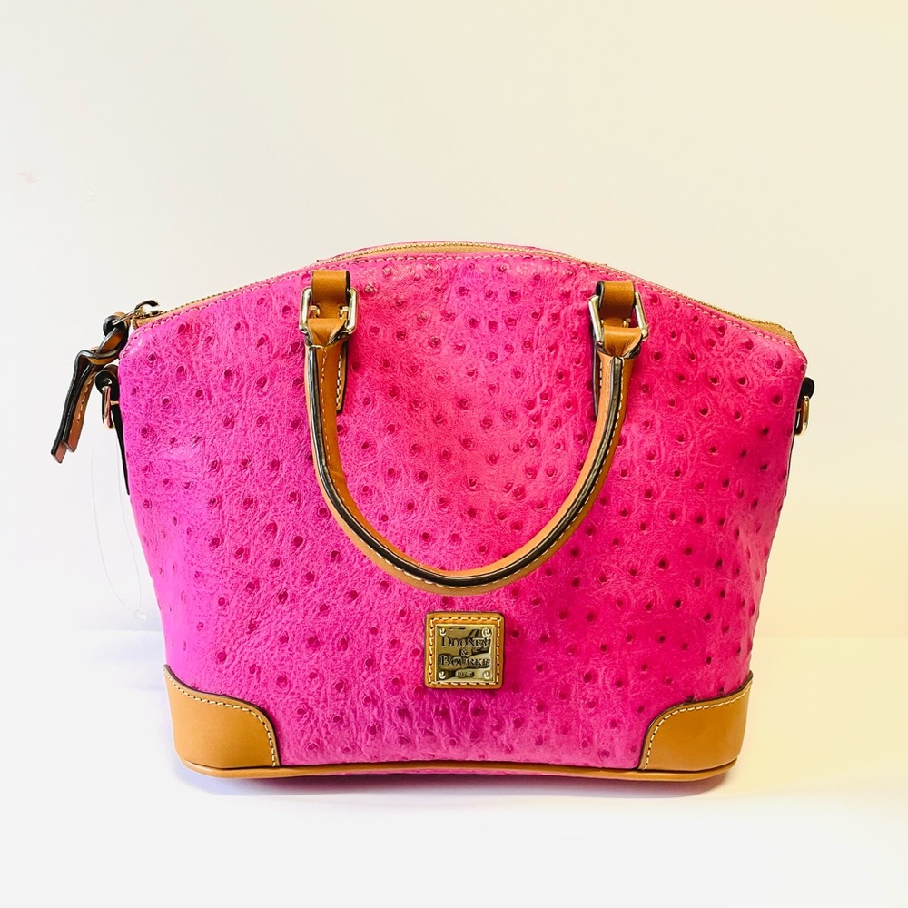 DOONEY & BOURKE Satchel OSTRICH Embossed Leather Hot Pink